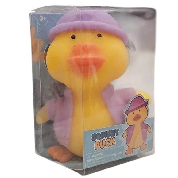 Set of 3 Squishy Duck Sensory Toys Pink Blue Purple Hat and Jacket 3+ - Picture 7 of 12